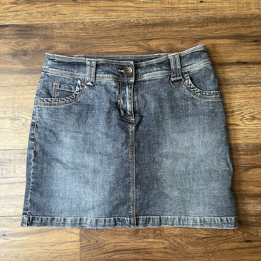 Vintage Y2K Blue Denim Jean Short Skort Mid Rise Sz 7 Pockets Preppy Summer